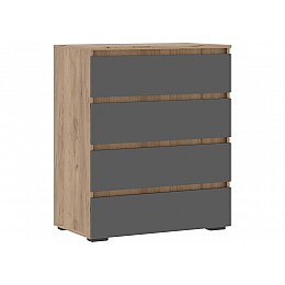 Комод Элла КМ 02 серый графит 0162 / дуб крафт золото