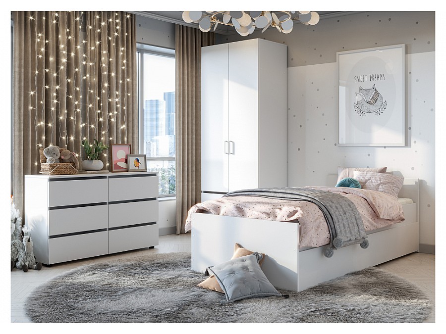 Комод Валенсия белый текстурный