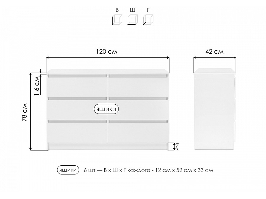 Комод Мадера К6М белый