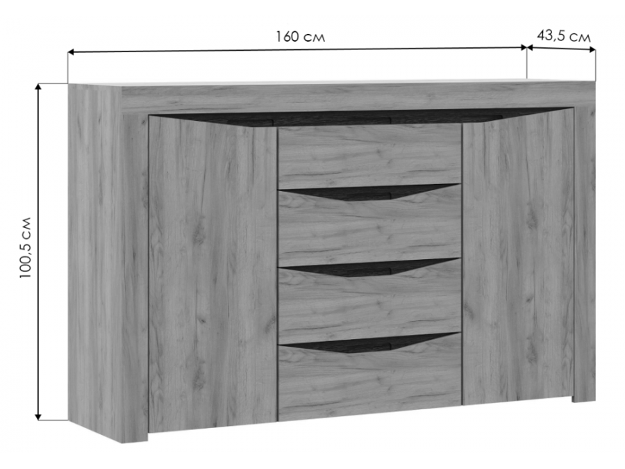 Комод Комод Паулина КМ 702 венге / дуб крафт золото