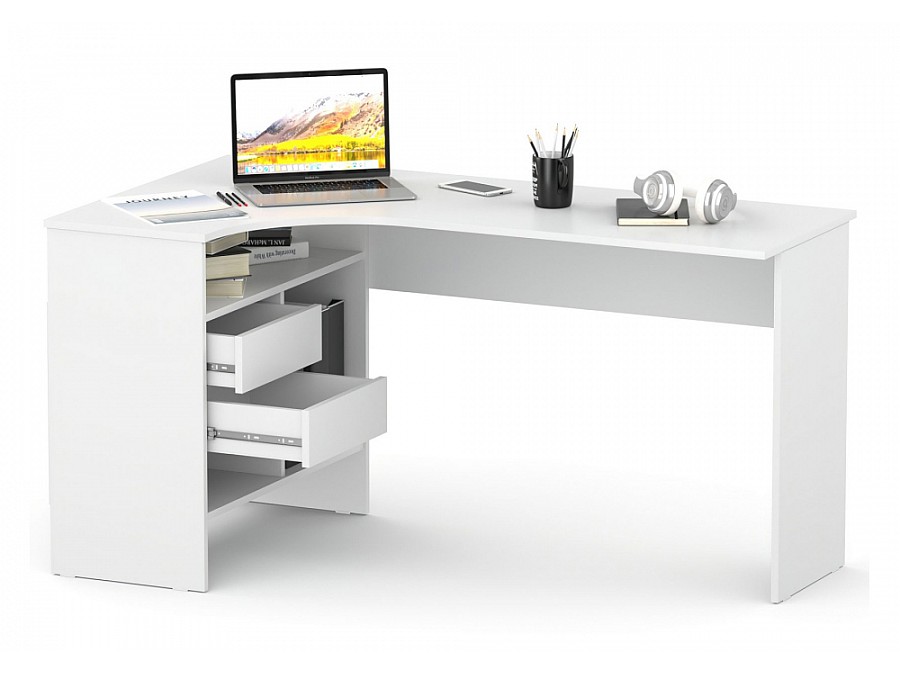 Компьютерный стол СПм-25 145х81х74 левый белый