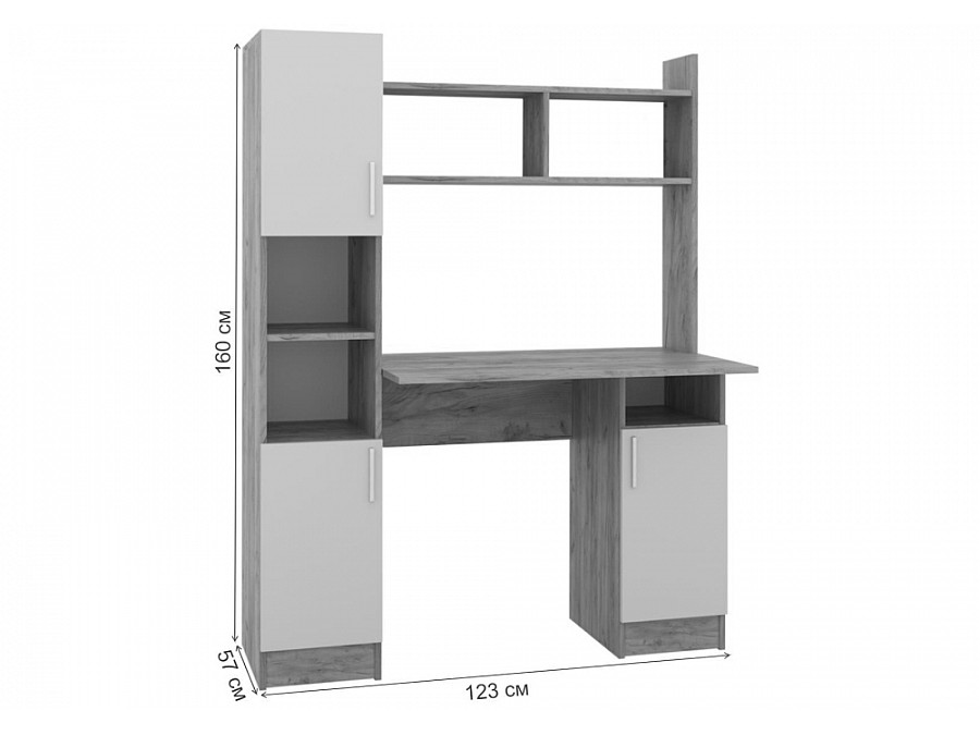 Компьютерный стол Бишоп 6 123х57х160 дуб крафт золотой / антрацит