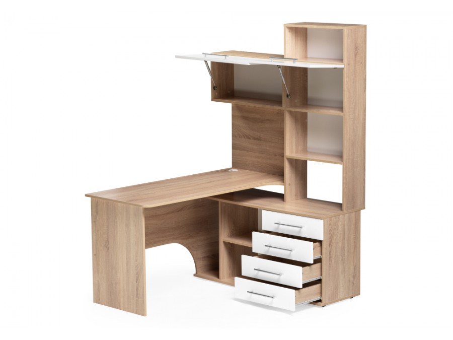 Компьютерный стол КСТ-14П 140х123,5х182,8 правый дуб сонома / белый