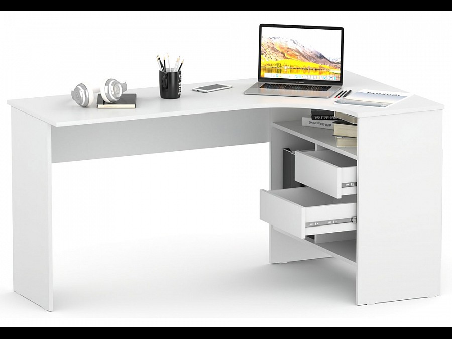 Компьютерный стол СПм-25 145х81х74 правый белый