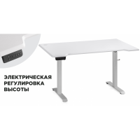 Компьютерный стол Маркос с механизмом подъема 140х80х75 белый / шагрень белая