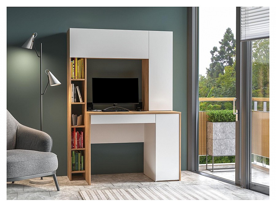 Компьютерный стол Комфорт 12.71 116,7х60,2х165,4 дуб золотой craft / белая аляска