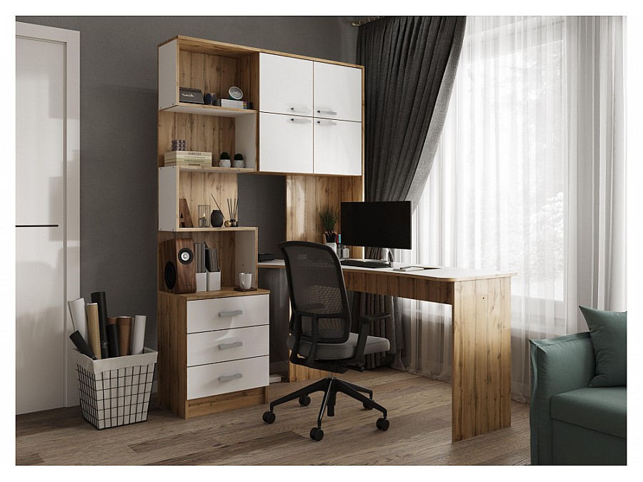 Компьютерный стол Ганор правый дуб вотан / белый
