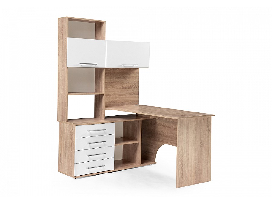 Компьютерный стол КСТ-14Л 140х123,5х182,8 левый дуб сонома / белый