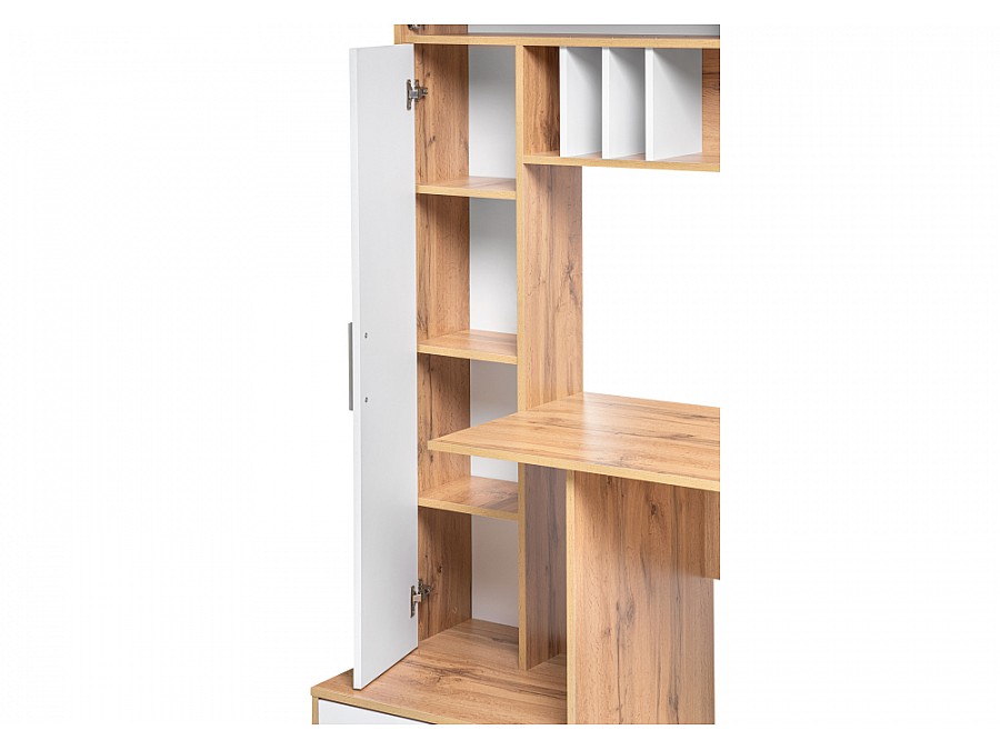 Компьютерный стол Лайт 03.243 150х57х180 дуб золотой (craft) / белый премиум