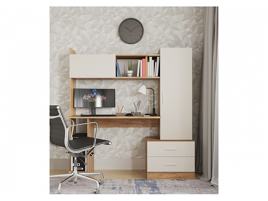 Компьютерный стол Бишоп 7 153х59х160 дуб крафт золотой / кашемир