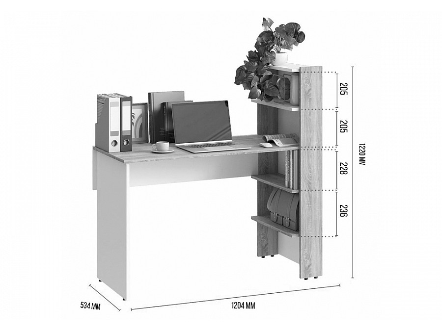 Компьютерный стол Арлет сонома / белый