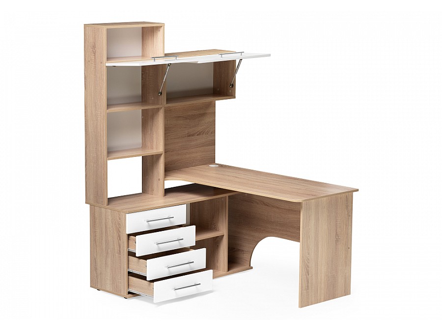 Компьютерный стол КСТ-14Л 140х123,5х182,8 левый дуб сонома / белый