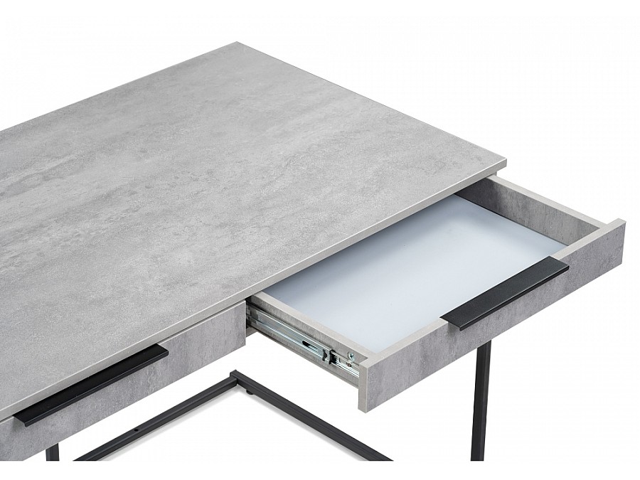 Компьютерный стол Льюис Лофт 120х65х75 бетон / черный матовый