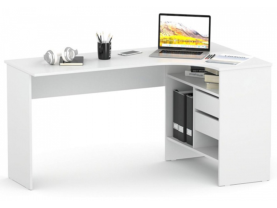 Компьютерный стол СПм-25 145х81х74 правый белый