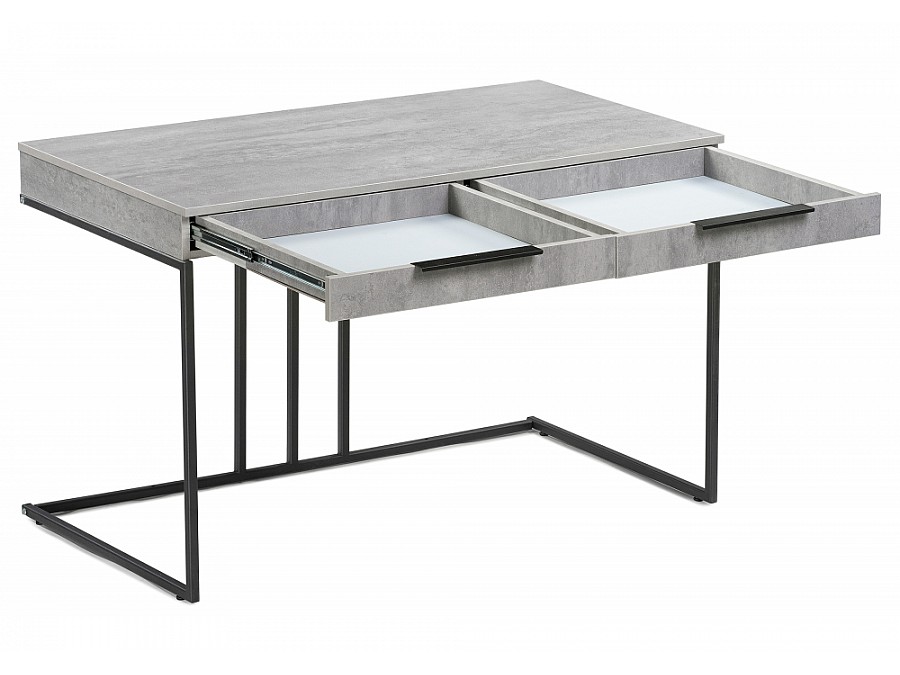 Компьютерный стол Льюис Лофт 120х65х75 бетон / черный матовый