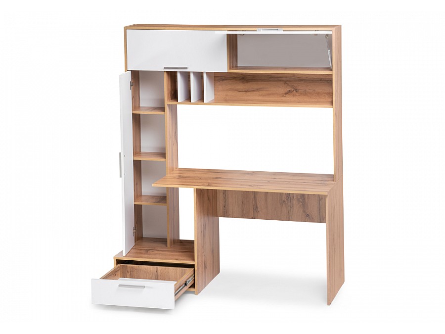 Компьютерный стол Лайт 03.243 150х57х180 дуб золотой (craft) / белый премиум