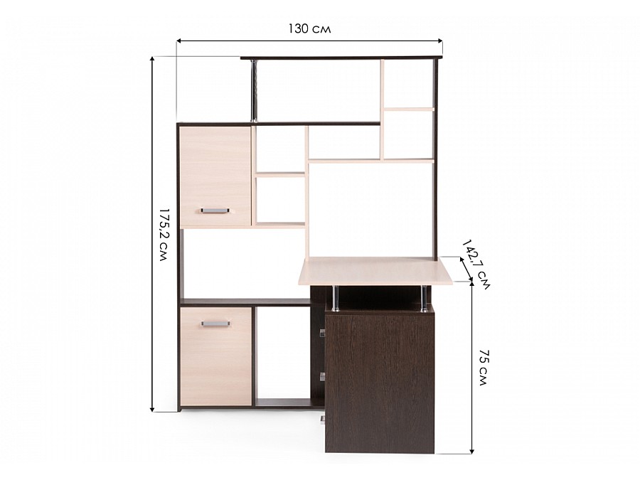 Компьютерный стол КС-15 142,7х130х175,2 венге / дуб молочный левый