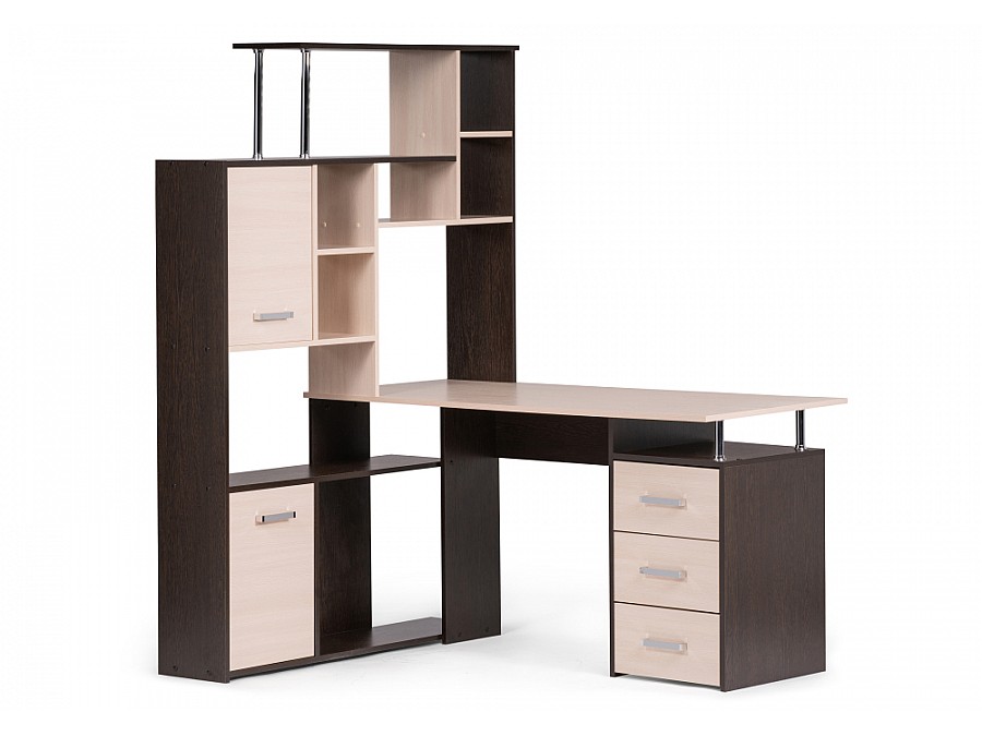 Компьютерный стол КС-15 142,7х130х175,2 венге / дуб молочный левый