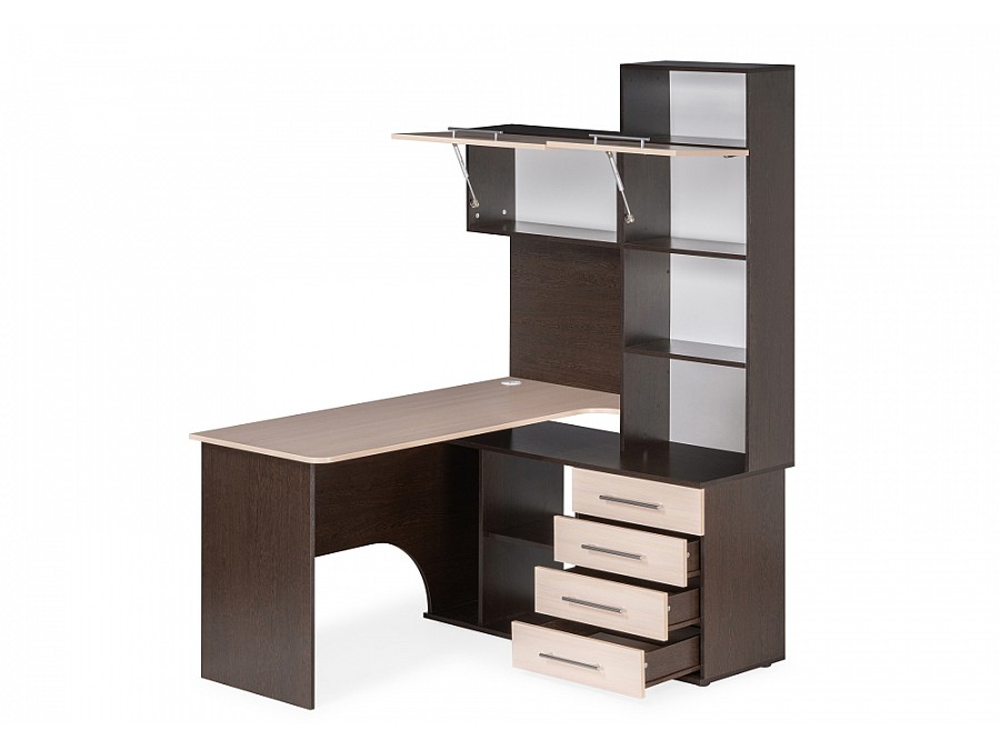 Компьютерный стол КСТ-14П 140х123,5х182,8 правый венге / беленый дуб