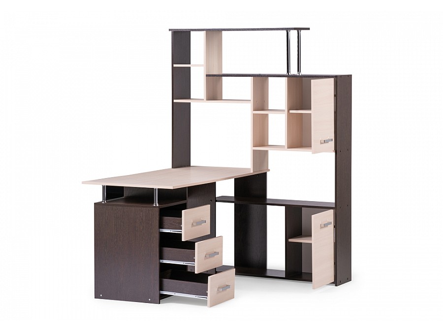 Компьютерный стол КС-15 142,7х130х175,2 венге / дуб молочный правый