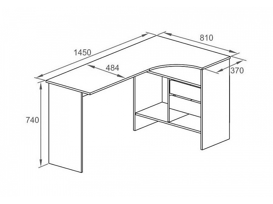 Компьютерный стол СПм-25 145х81х74 правый белый