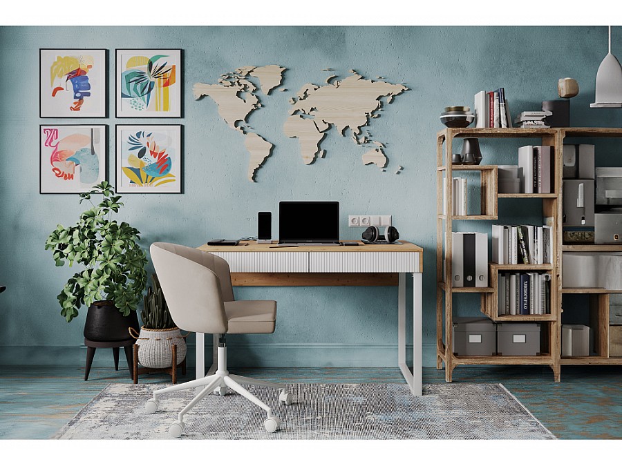 Компьютерный стол Реус дуб вотан / белый