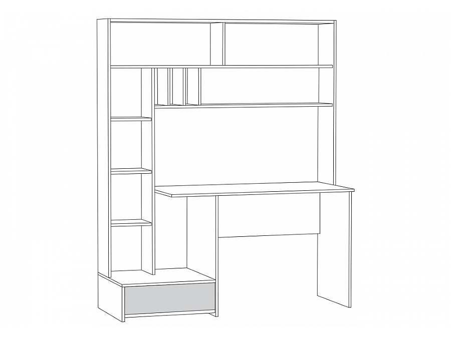 Компьютерный стол Лайт 03.243 150х57х180 дуб золотой (craft) / белый премиум