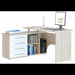 Компьютерный стол КСТ-109Л 127х140х75 левый дуб сонома / белый