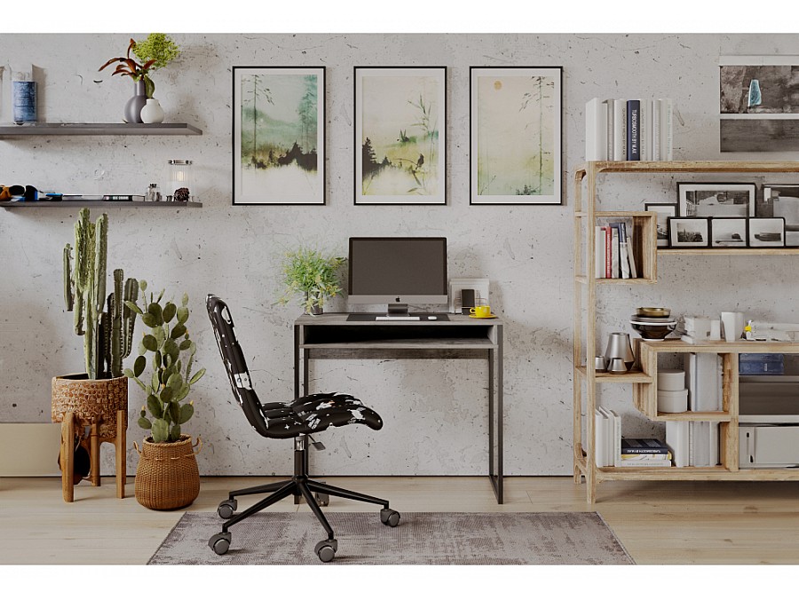 Компьютерный стол Лео Лофт 85х39х75 бетон / матовый черный