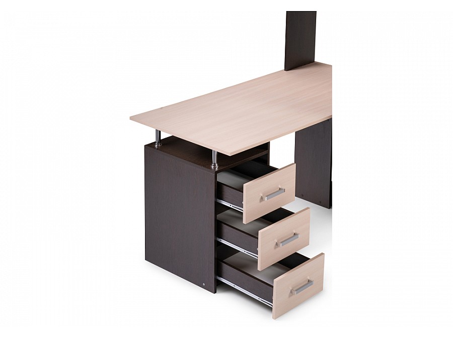 Компьютерный стол КС-15 142,7х130х175,2 венге / дуб молочный правый