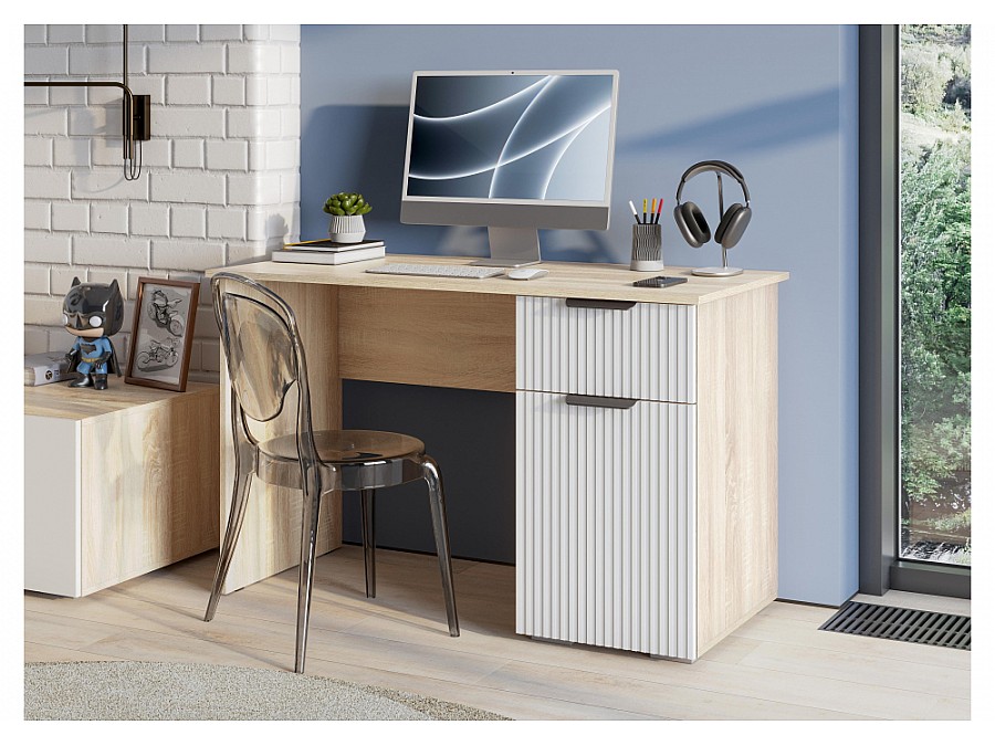 Компьютерный стол Стокгольм СТП03-1200 120х57х75 дуб сонома / line софт пломбир