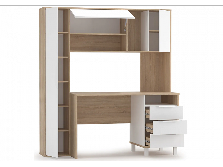 Комфорт 12.95 дуб сонома / белый PE шагрень