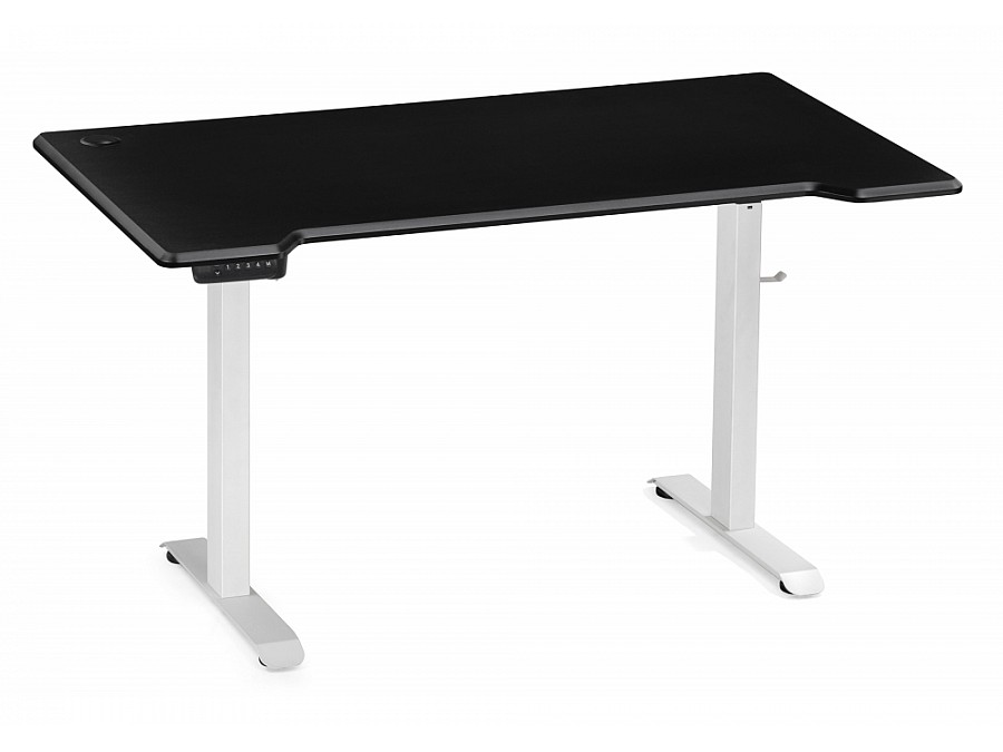 Компьютерный стол Маркос с механизмом подъема 140х80х75 черная шагрень / белый