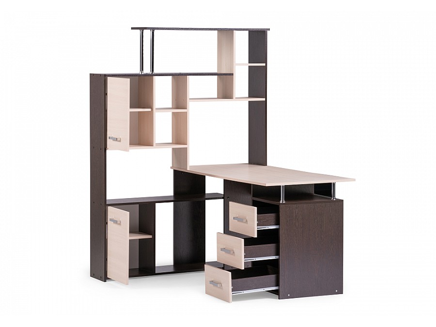 Компьютерный стол КС-15 142,7х130х175,2 венге / дуб молочный левый