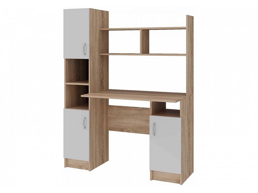 Компьютерный стол Бишоп 6 123х57х160 дуб сонома / белый