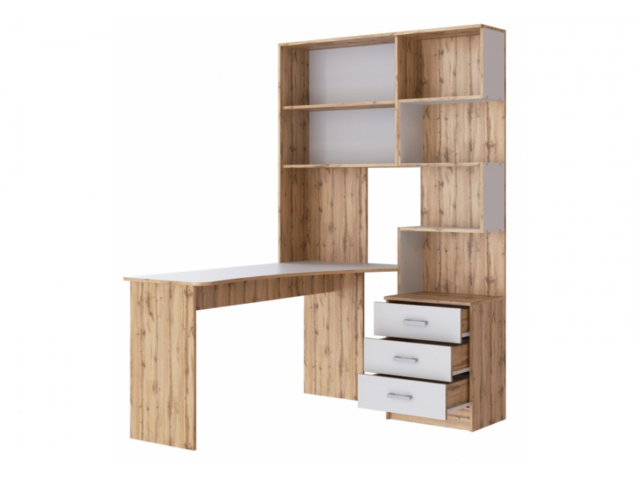 Компьютерный стол Ганор левый дуб вотан / белый