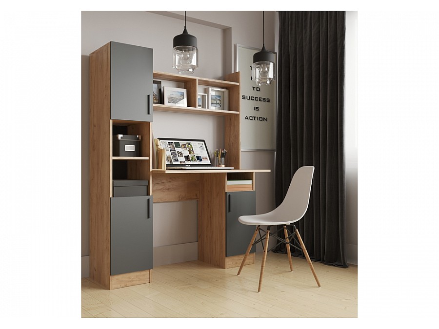 Компьютерный стол Бишоп 6 123х57х160 дуб крафт золотой / антрацит