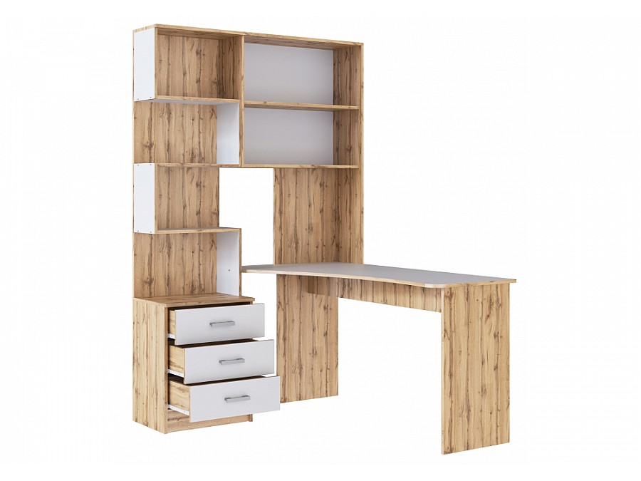 Компьютерный стол Ганор правый дуб вотан / белый