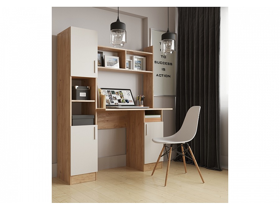 Компьютерный стол Бишоп 6 123х57х160 дуб крафт золотой / кашемир