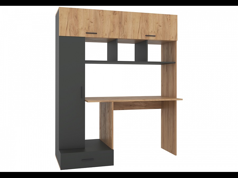 Компьютерный стол Бишоп 1 150х57х180 дуб крафт золотой / антрацит