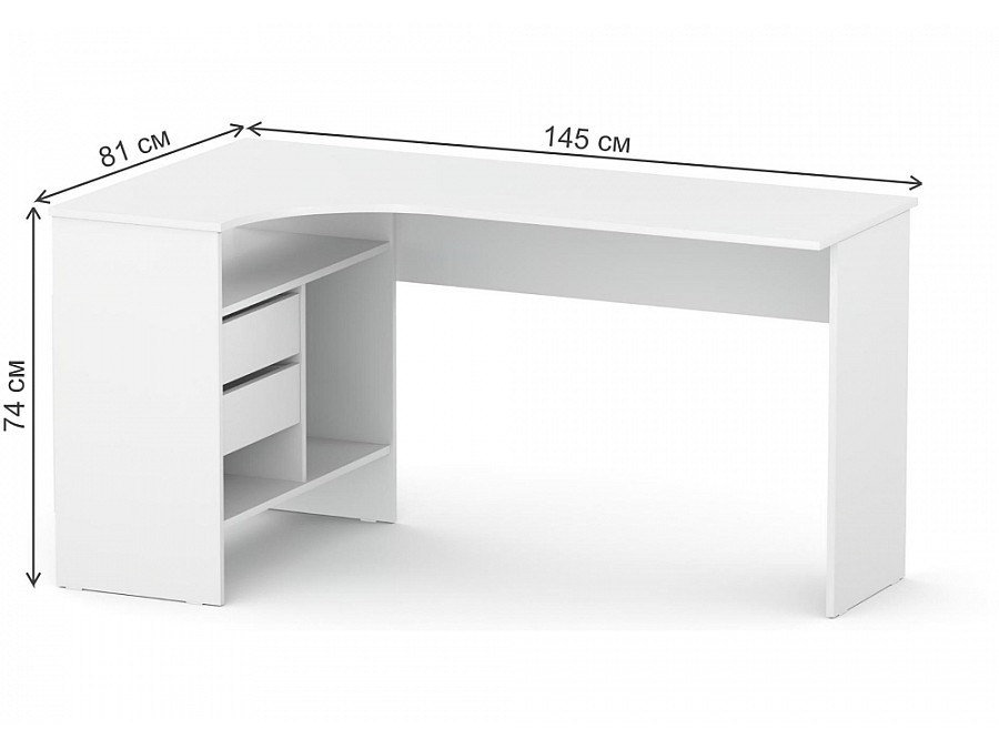 Компьютерный стол СПм-25 145х81х74 левый белый