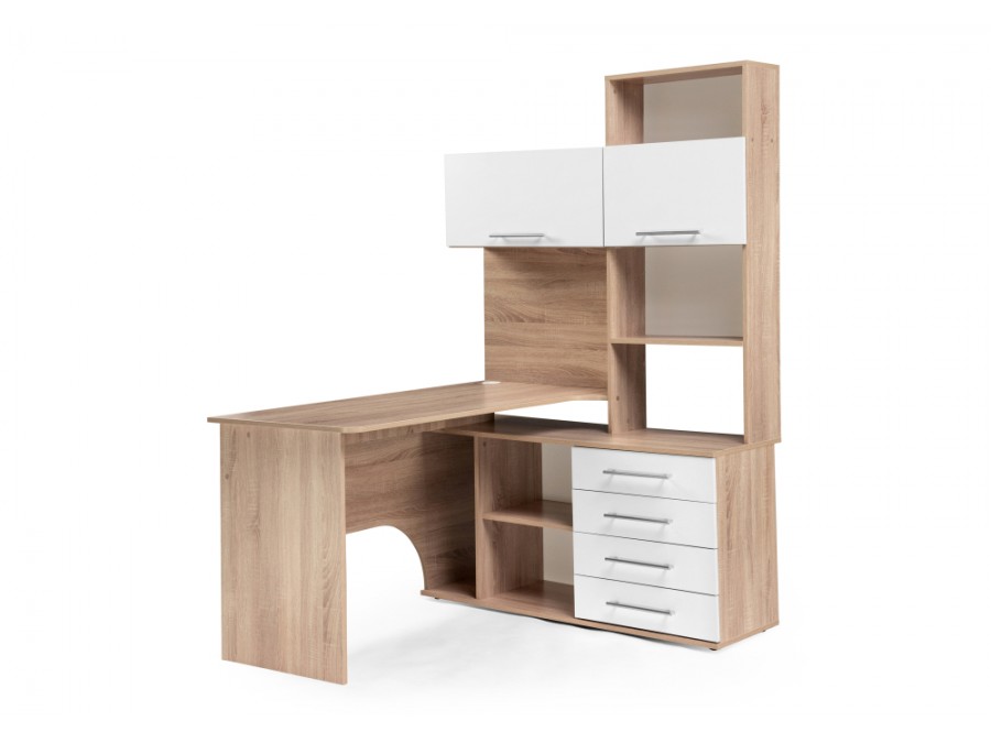 Компьютерный стол КСТ-14П 140х123,5х182,8 правый дуб сонома / белый