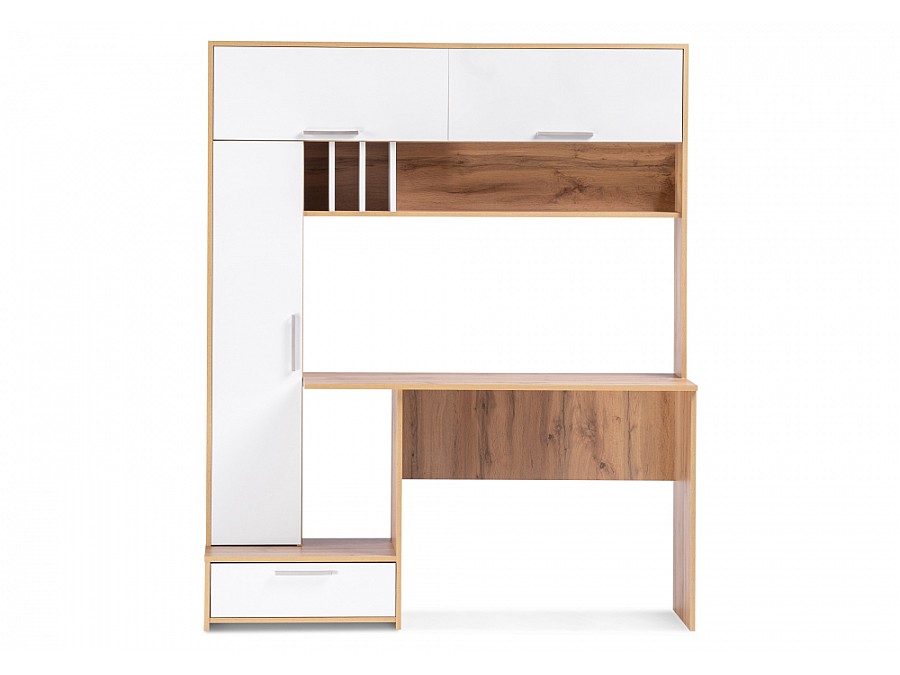 Компьютерный стол Лайт 03.243 150х57х180 дуб золотой (craft) / белый премиум