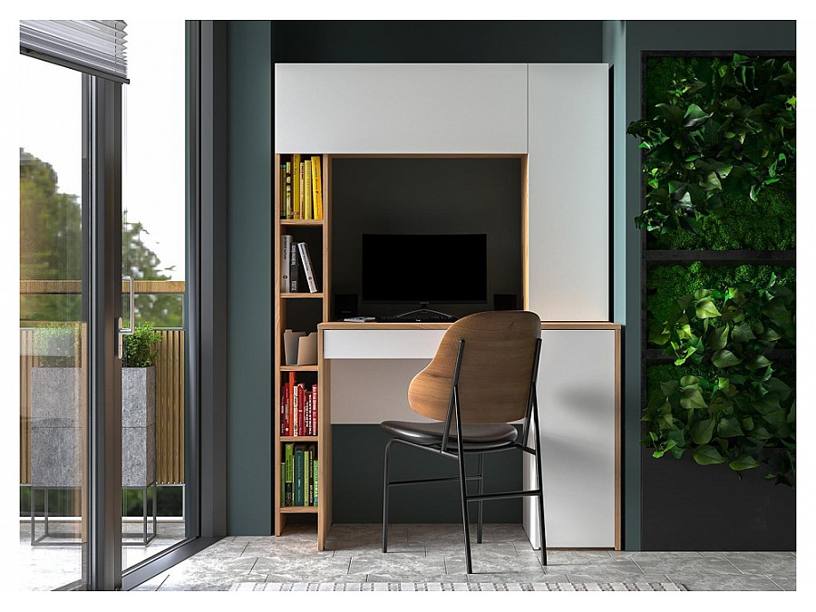 Компьютерный стол Комфорт 12.71 116,7х60,2х165,4 дуб золотой craft / белая аляска