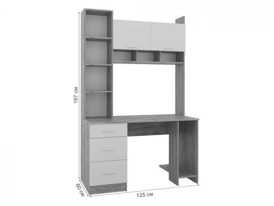 Компьютерный стол Бишоп 5 125х60х197 дуб сонома / белый