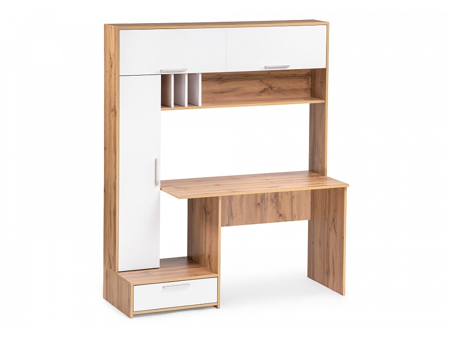 Компьютерный стол Лайт 03.243 150х57х180 дуб золотой (craft) / белый премиум