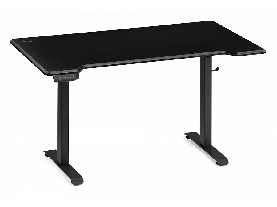 Компьютерный стол Маркос с механизмом подъема 140х80х75 черный / шагрень черная