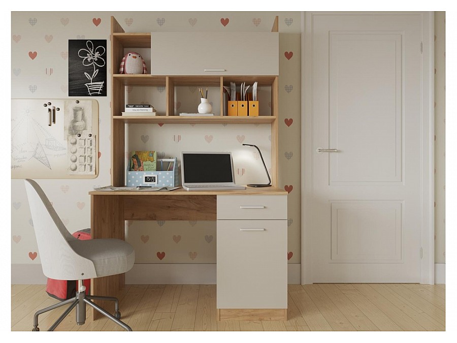 Компьютерный стол Бишоп 2 112х57х180 дуб крафт золотой / кашемир