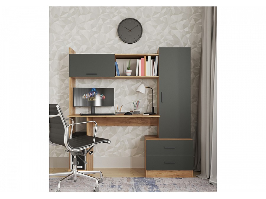 Компьютерный стол Бишоп 7 153х59х160 дуб крафт золотой / антрацит