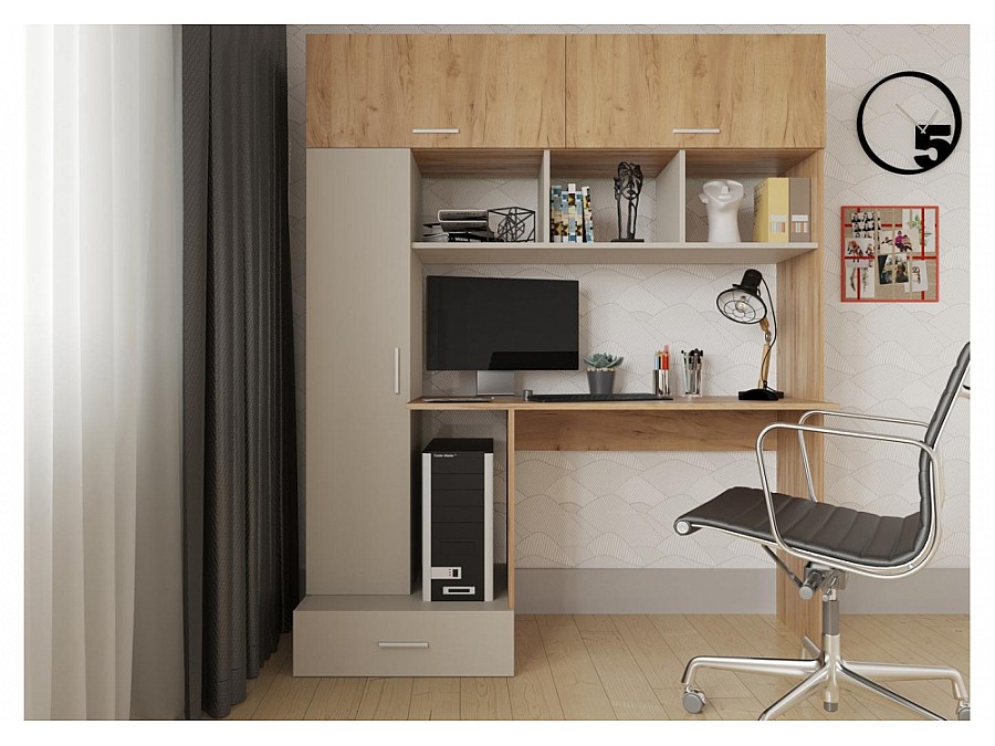 Компьютерный стол Бишоп 1 150х57х180 дуб крафт золотой / кашемир